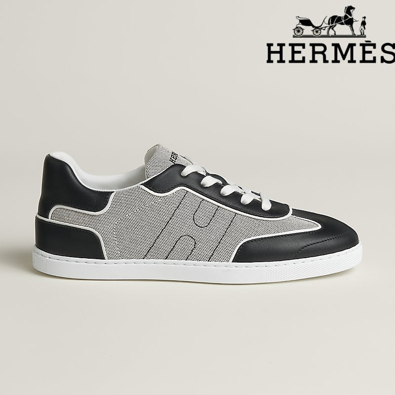 Hermès Black And White Canvas Leather Sneaker