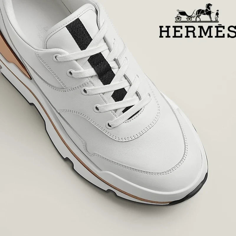 Hermès womens shoes men sneaker White Leather Platform Sneaker