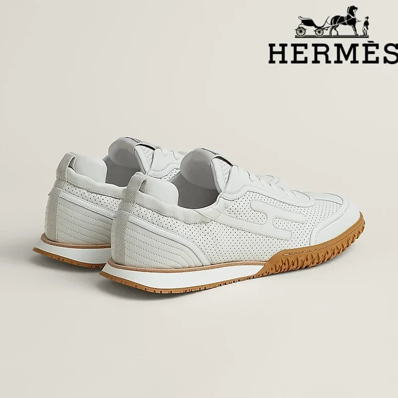 Hermès womens shoes men sneaker White Perforated Leather Sneaker