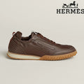 Hermès Brown Leather Stitched Sneaker