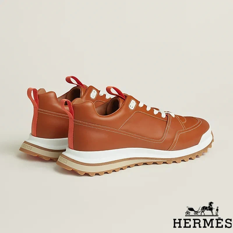 Hermès Brown Leather Hiking Sneakers