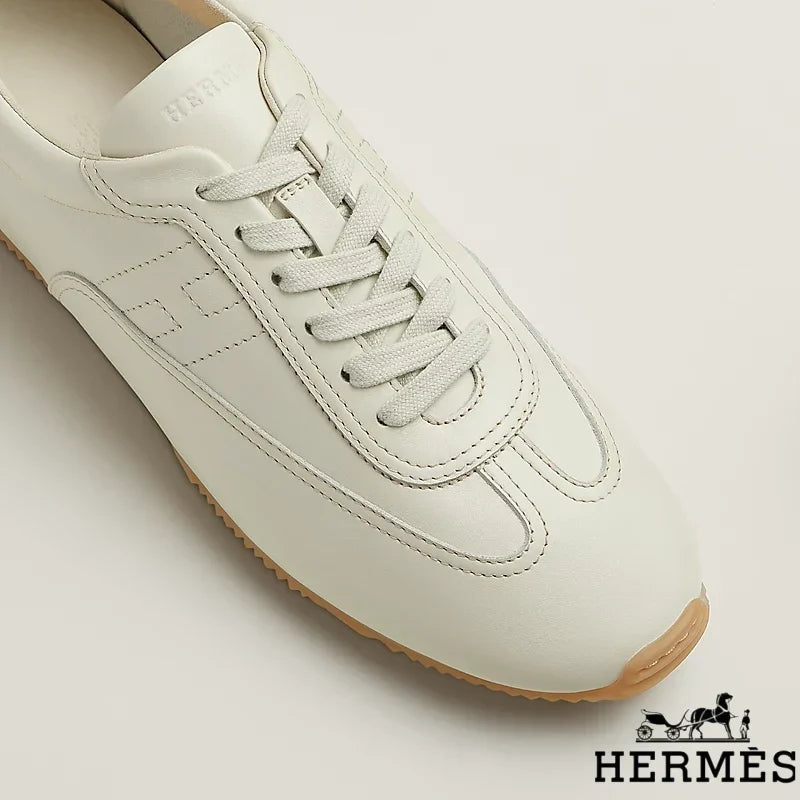 Hermès Off-White Leather Stitched Sneakers