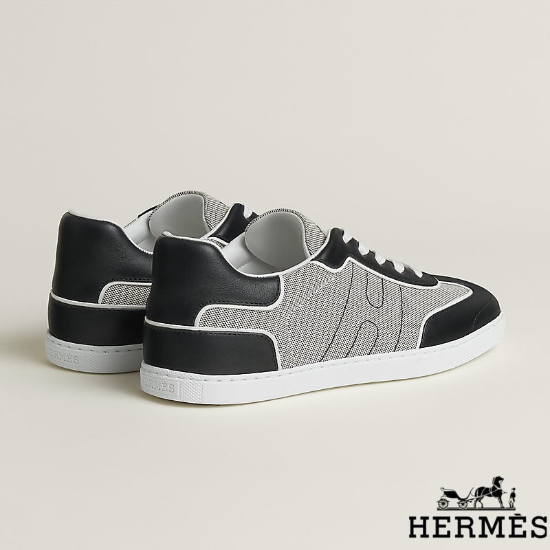 Hermès Black and Grey Canvas Leather Sneakers