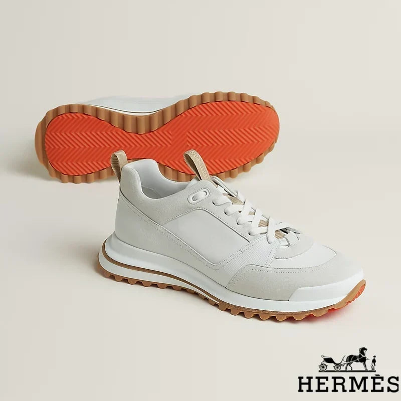 Hermès womens shoes men sneaker  White Mixed Material Hiking Sneakers