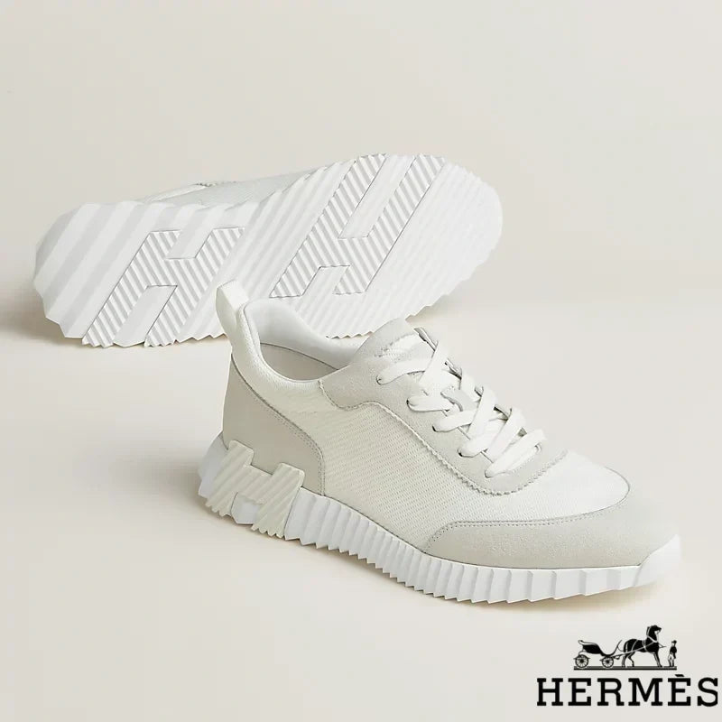 Hermès Off-White Mixed Material Platform Sneakers