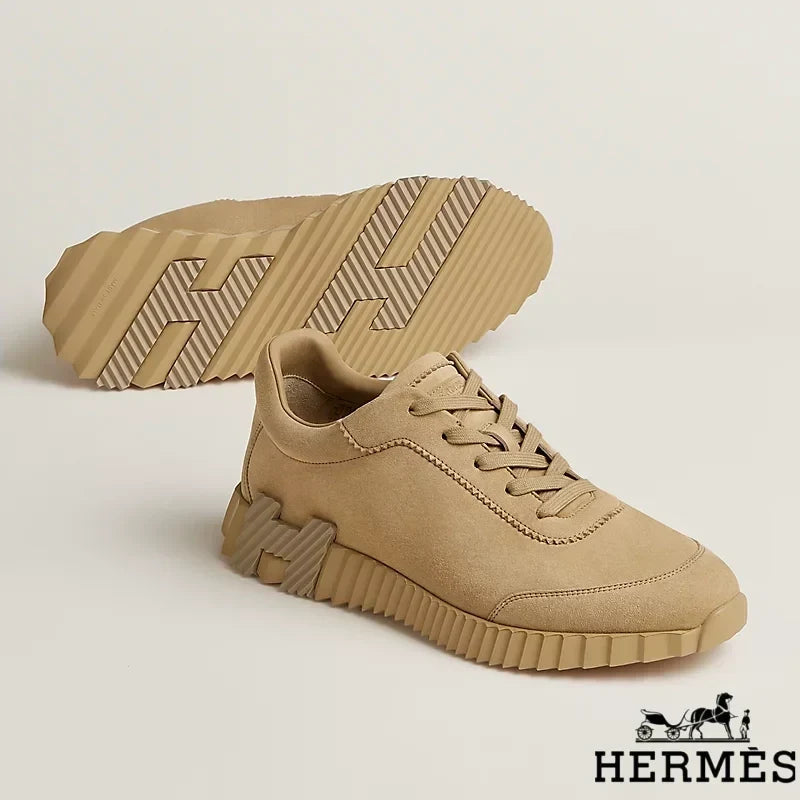 Hermès Beige Suede Platform Sneakers