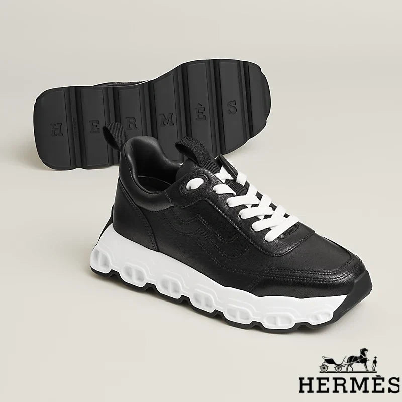 Hermès Black Leather Chunky Sneakers