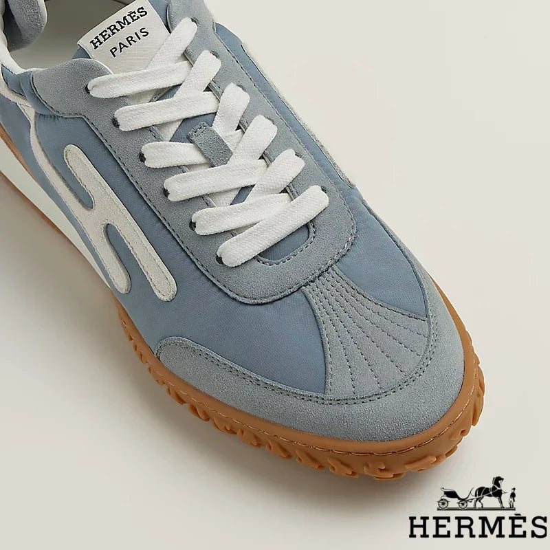 Hermès Light Blue Mixed Fabric Retro Sneakers
