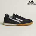 Hermès Black Fabric Sneakers with White H-Logo