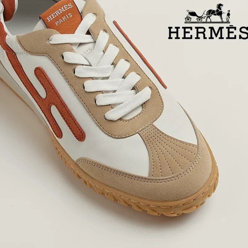 Hermès Jet Sneaker in White and Terracotta