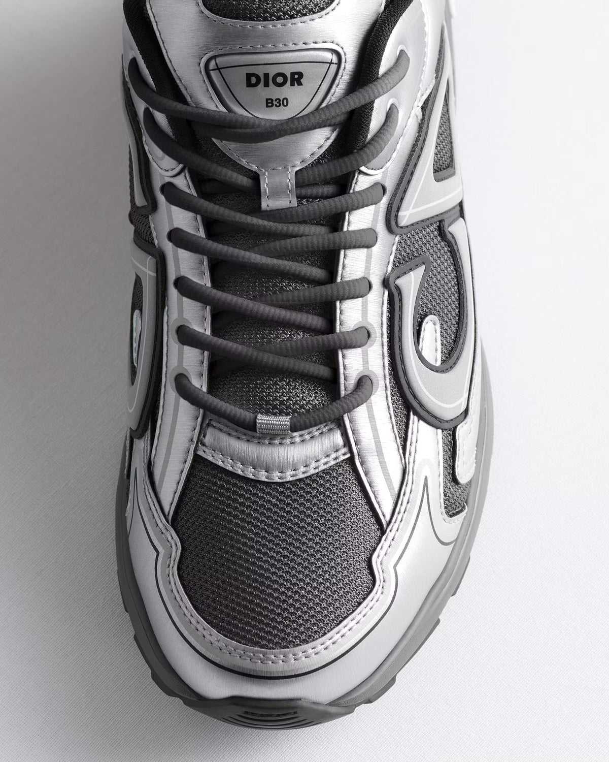 Dior B30 Women's & Men's Shoes - Metallic Silver / Charcoal Grey / Black Sneakers