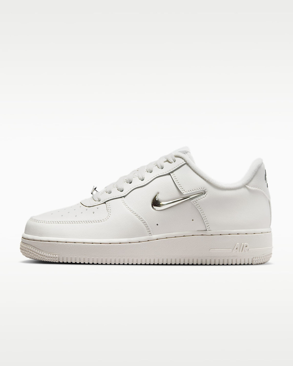 Nike Air Force 1 '07 Sail Metallic Silver Mini Swoosh Sneakers mens low top shoes