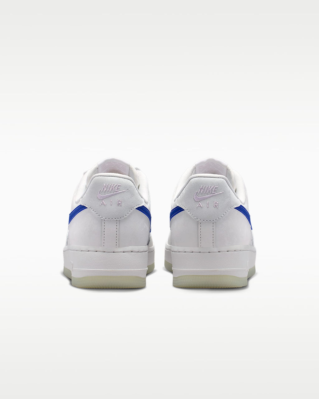 Nike Air Force 1 '07 White Royal Blue Swoosh Translucent Outsole Sneakers mens low top shoes