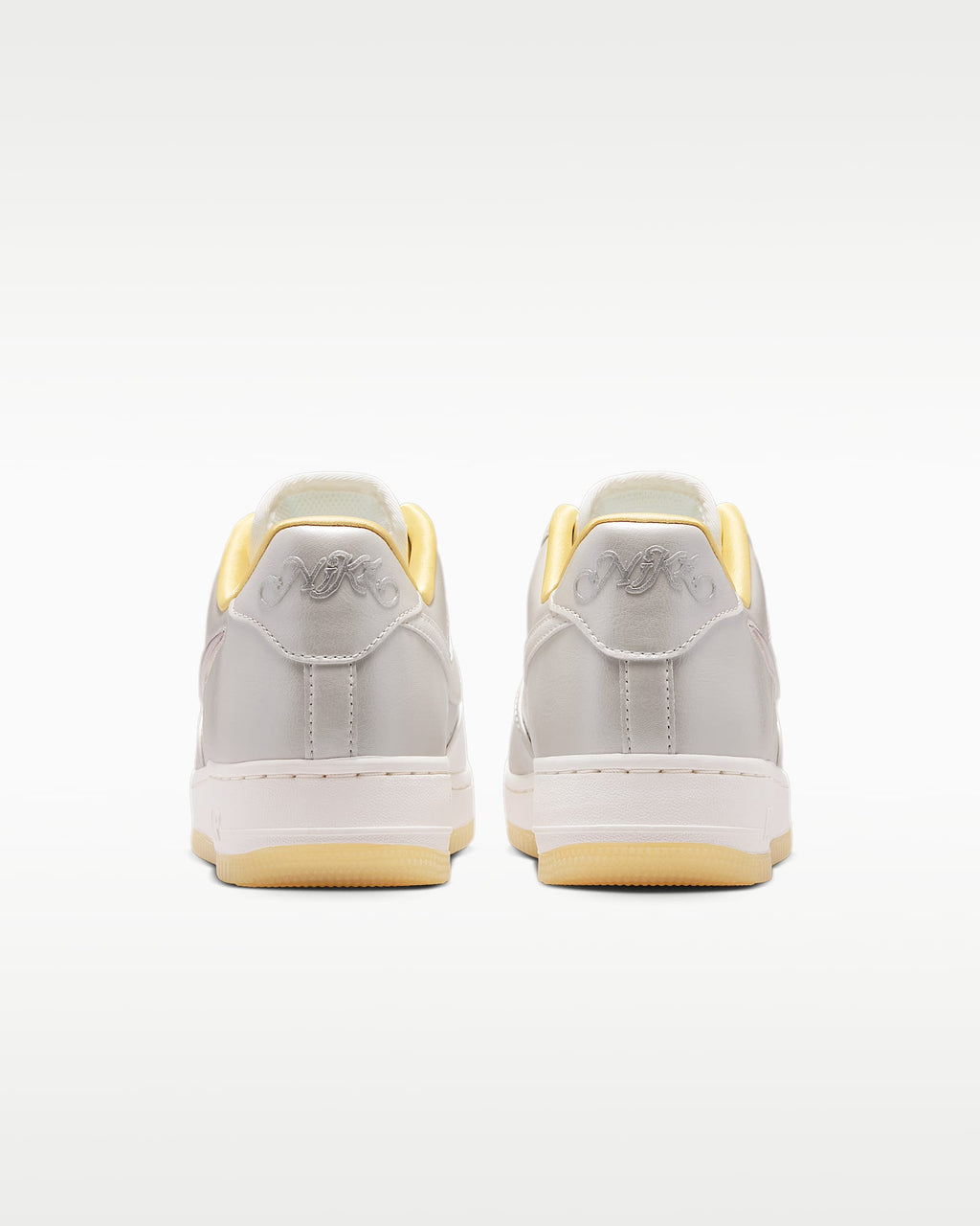 Nike Air Force 1 '07 Silver Gold Iridescent Swoosh Gum Sole Sneakers mens low top shoes