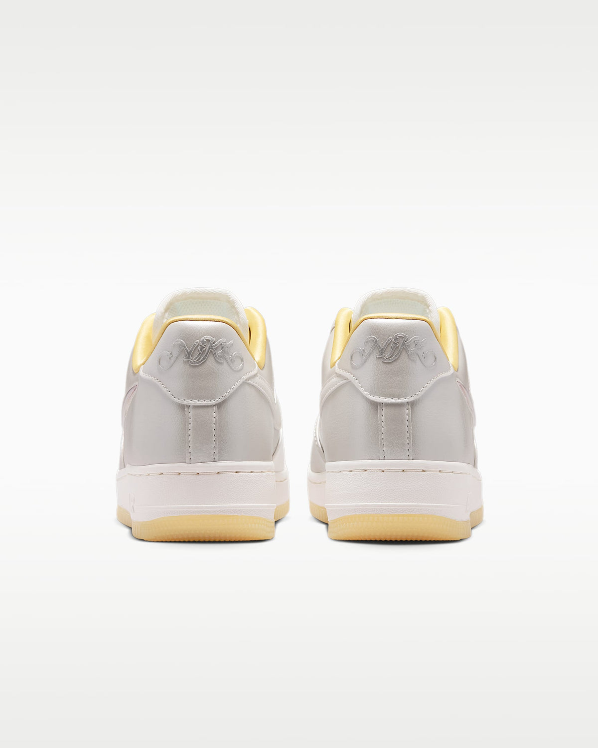 Nike Air Force 1 '07 Silver Gold Iridescent Swoosh Gum Sole Sneakers mens low top shoes