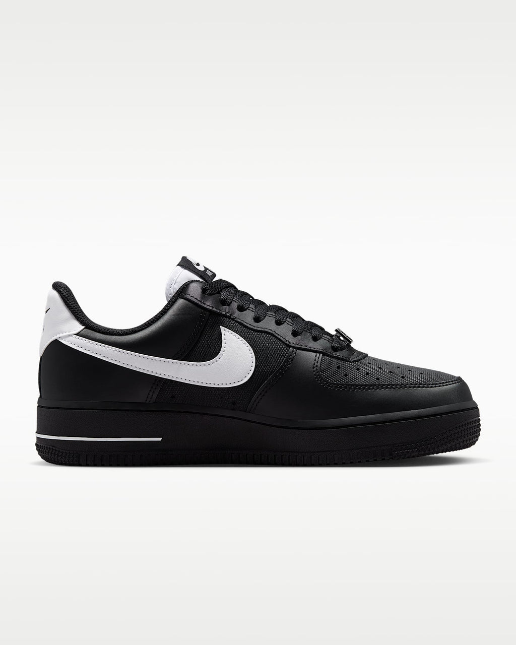 Nike Air Force 1 '07 Black Satin White Swoosh Sneakers mens low top shoes