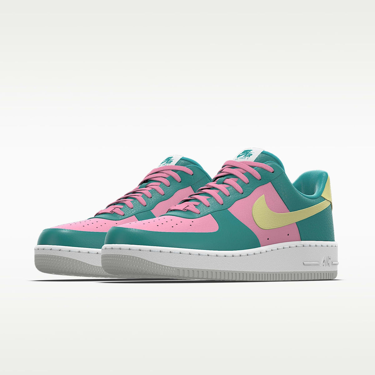 Nike Air Force 1 '07 Teal Pink Pale Yellow Multi-Color Block Sneakers mens low top shoes