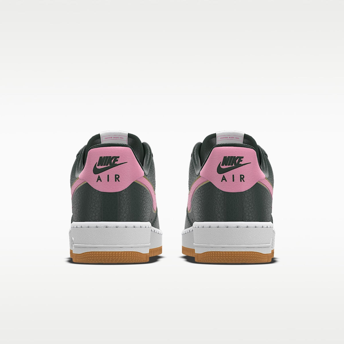 Nike Air Force 1 '07 Dark Green Pink Swoosh Gum Outsole Sneakers mens low top shoes