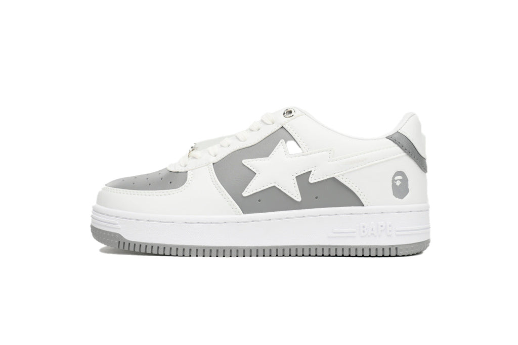 A BATHING APE BAPE STA White & Grey White-Star Sneakers | Women's & Men's Skate-Inspired Shoes