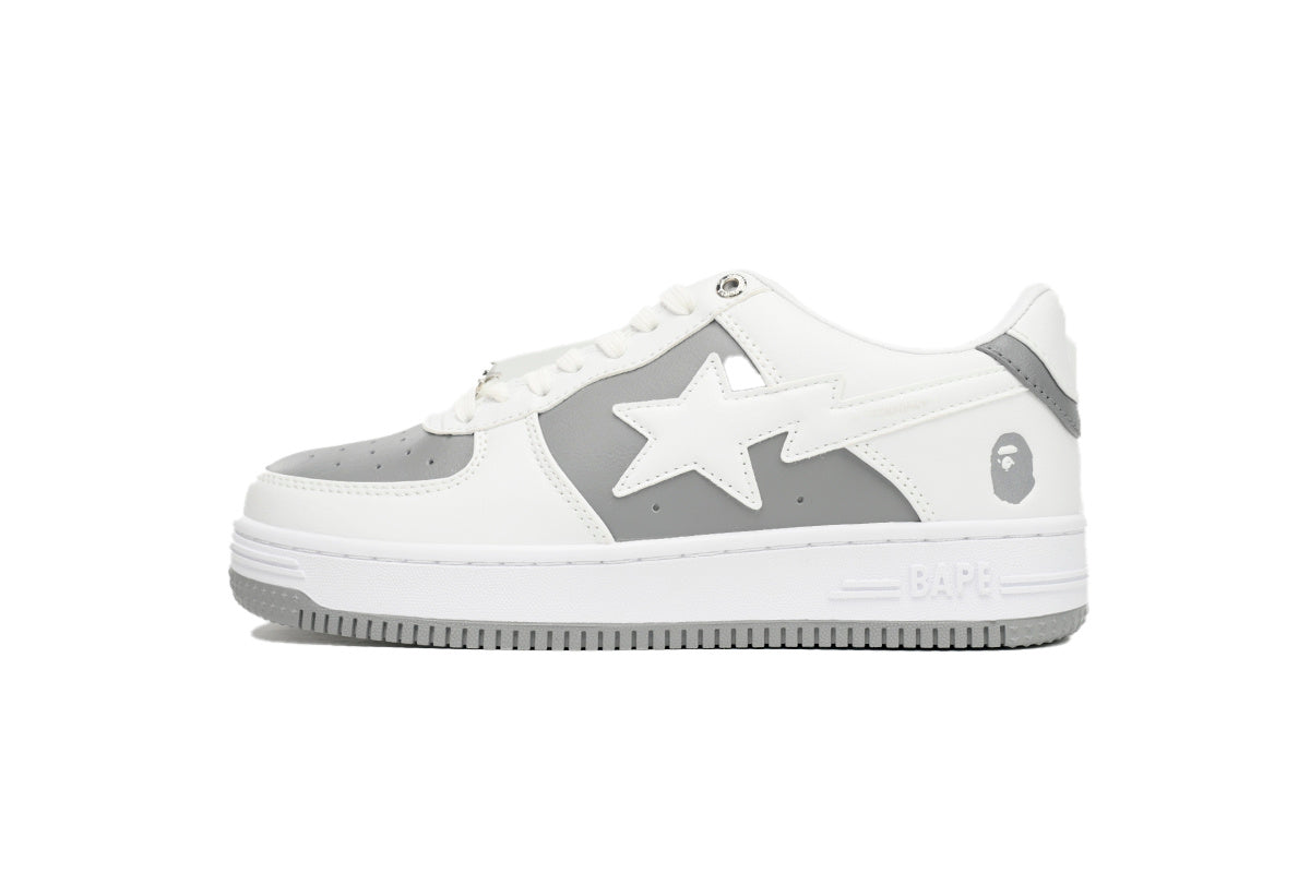 A BATHING APE BAPE STA White & Grey White-Star Sneakers | Women's & Men's Skate-Inspired Shoes