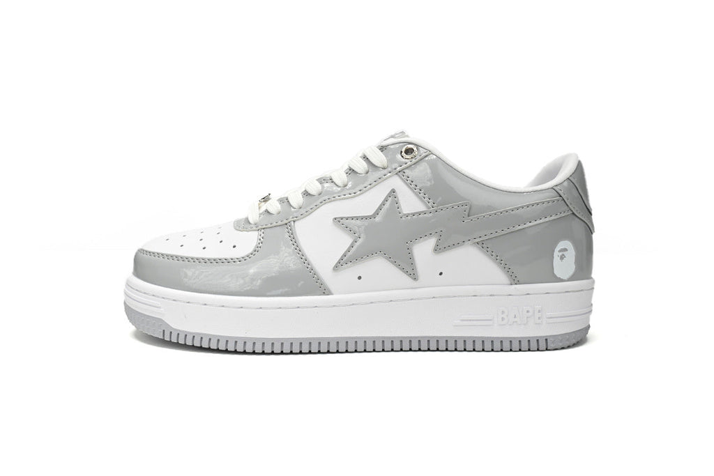 A BATHING APE BAPE STA Light Grey & White Sneakers | Women's & Men's Skate-Inspired Shoes