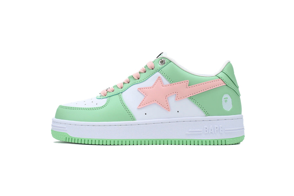 A BATHING APE BAPE STA Mint Green, White & Pink Sneakers | Women's & Men's Skate-Inspired Shoes