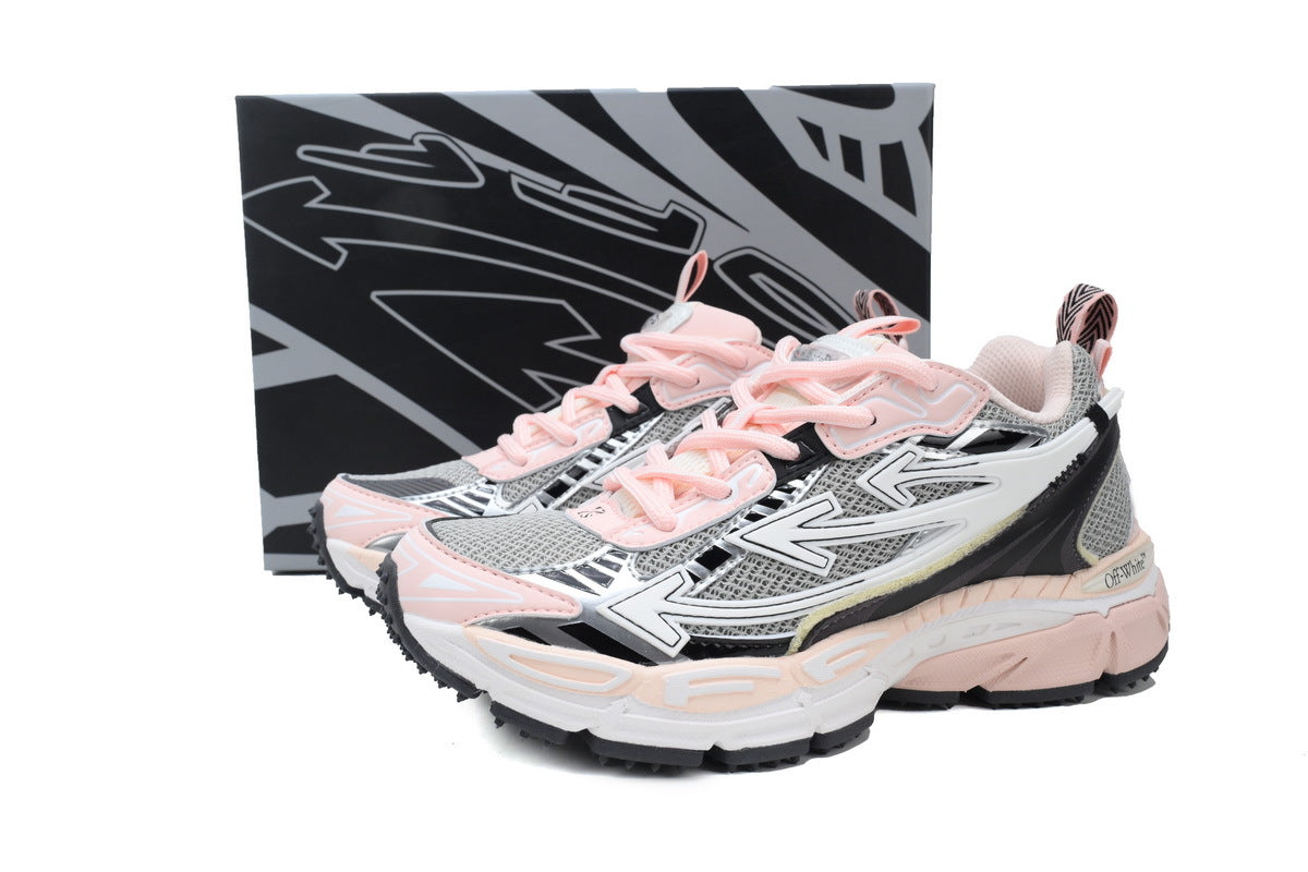 Off-White Be Right Back Women's Men's Shoes | White & Pink Mesh Retro Sneakers