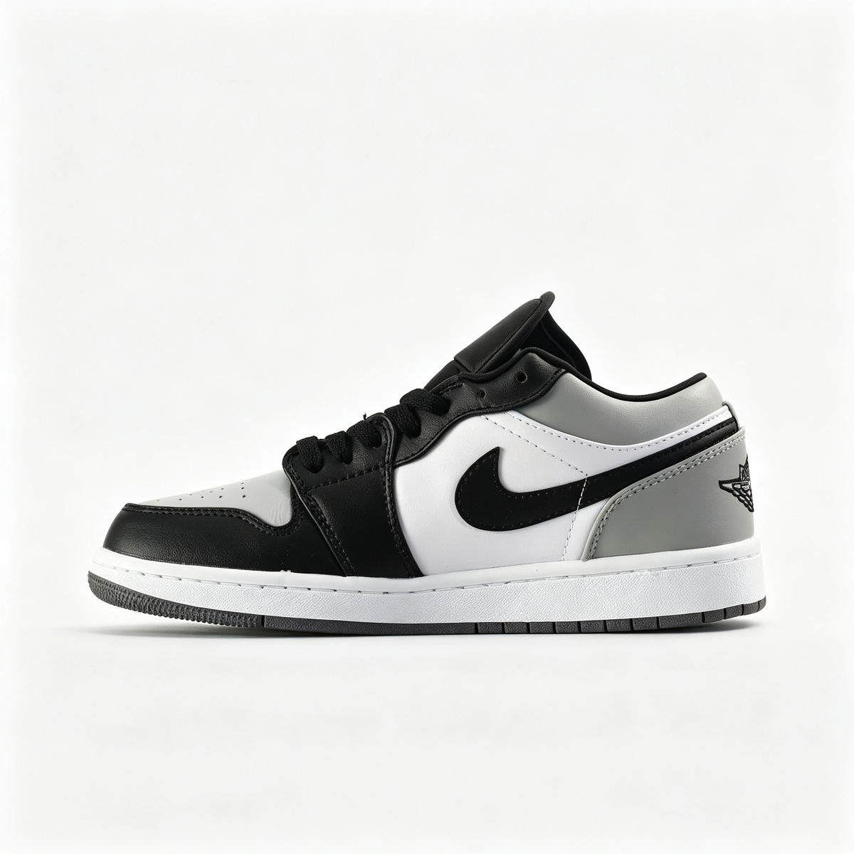 nike mens low top shoes Air Jordan 1 Low 'Black & Light Grey' – White Leather Low-Top Sneakers