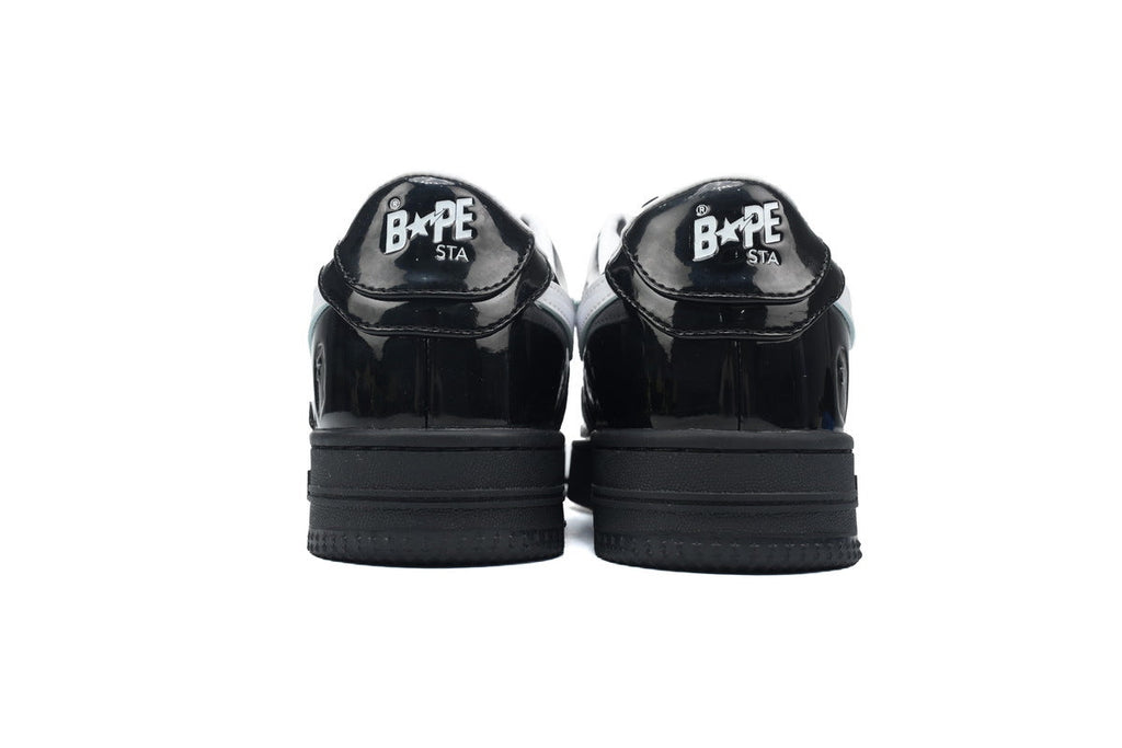 A BATHING APE BAPE STA Glossy Black & White-Star Sneakers | Women's & Men's Skate-Inspired Shoes