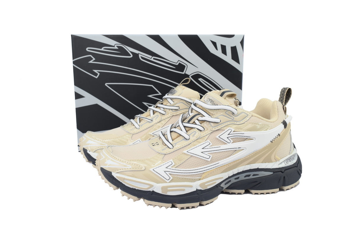 Off-White Be Right Back Women's Men's Shoes | Cream & Beige Black Sole Retro Sneakers