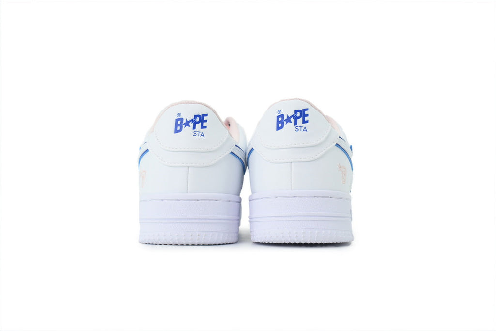 A BATHING APE BAPE STA White & Blue Outline-Star Sneakers | Women's & Men's Skate-Inspired Shoes