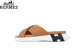 Hermès   slides Tan Leather Cross-Strap Slide Sandal