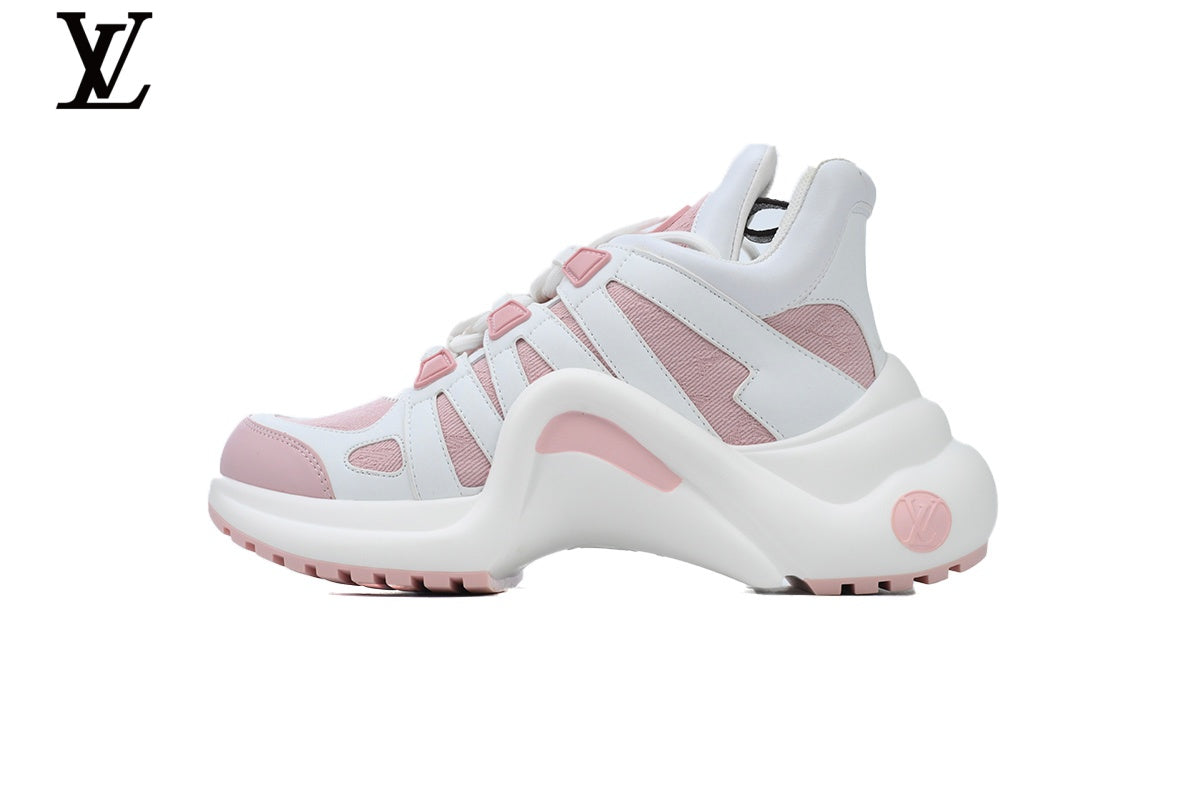 Louis Vuitton LV  shoes for man  women Archlight Sneaker – White & Pink