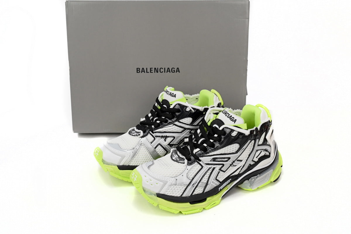 Balenciaga men's shoes Track Runner Sneaker – Distressed Low-Top White and Green