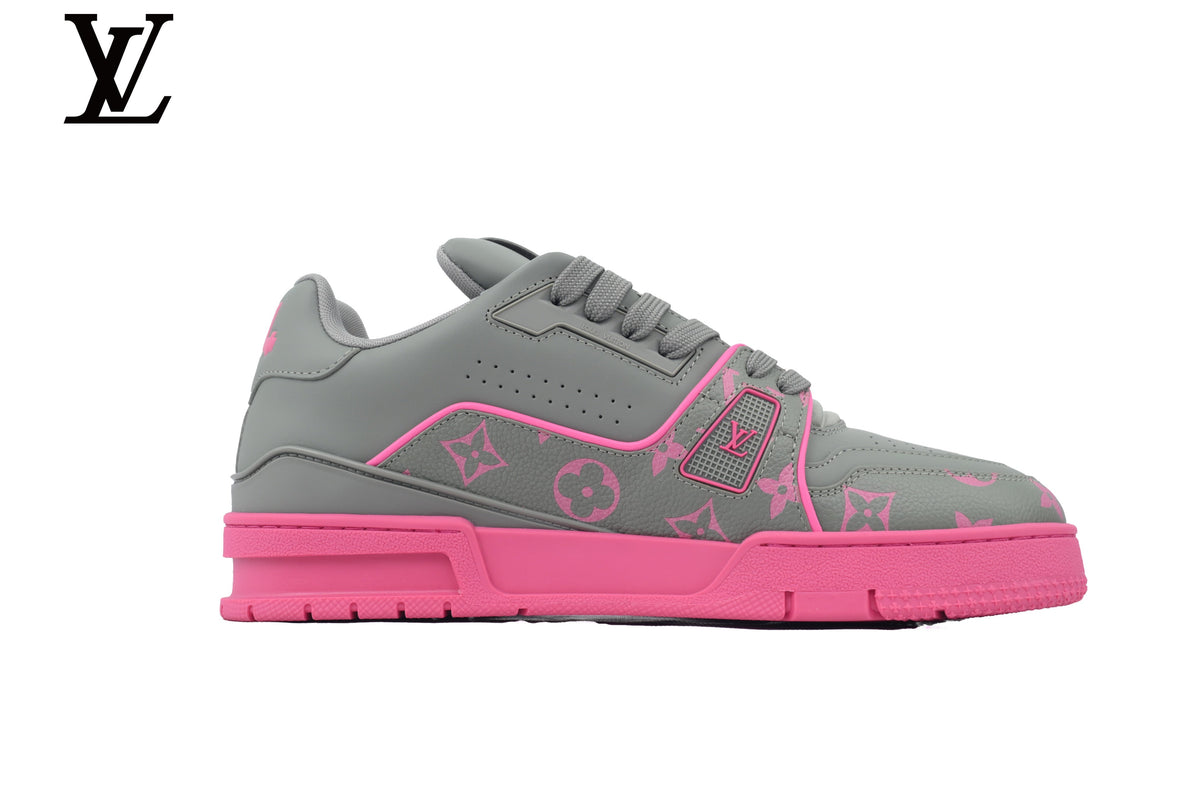 Louis Vuitton Trainer  shoes for man  women Sneaker – Grey Pink Monogram