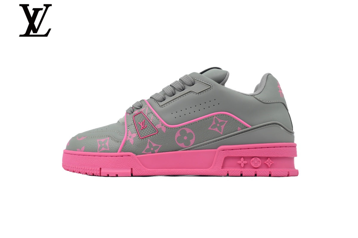 Louis Vuitton Trainer  shoes for man  women Sneaker – Grey Pink Monogram
