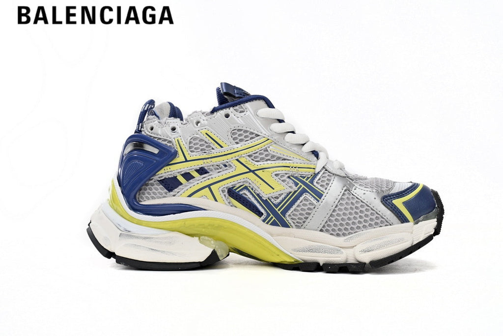 Balenciaga Runner men's shoes  women sneakers — White, Blue & Yellow