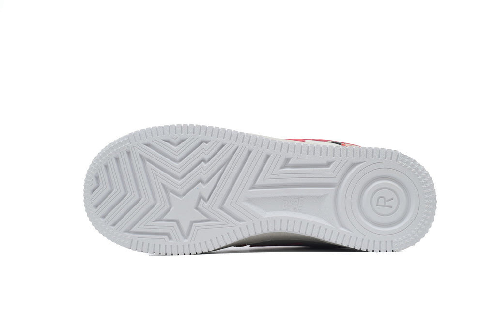 A BATHING APE BAPE STA Cream Paint-Splatter & Red-Star Sneakers | Women's & Men's Skate-Inspired Shoes