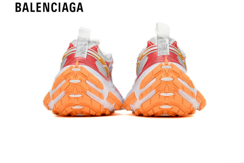Balenciaga Cargo men's shoes  women sneakers— White Mesh, Red & Orange Synthetic Overlays