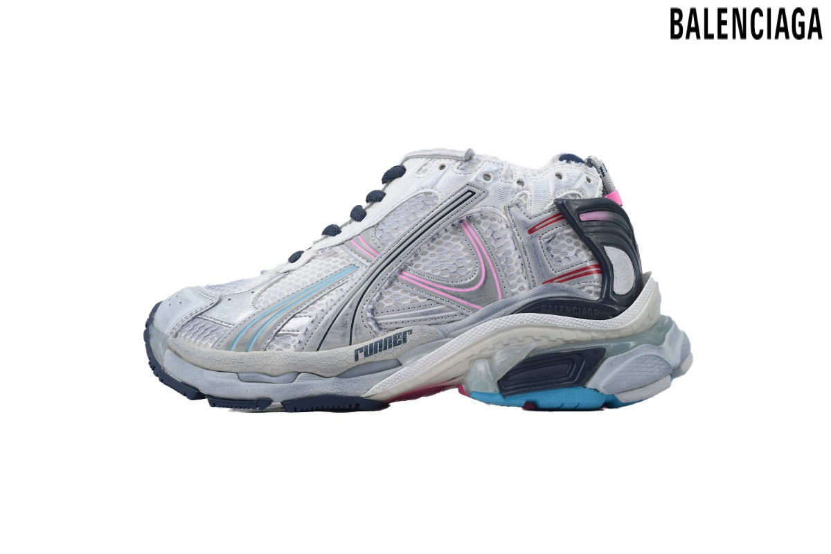 Balenciaga Runner men's shoes  women sneakers – White, Navy & Pink