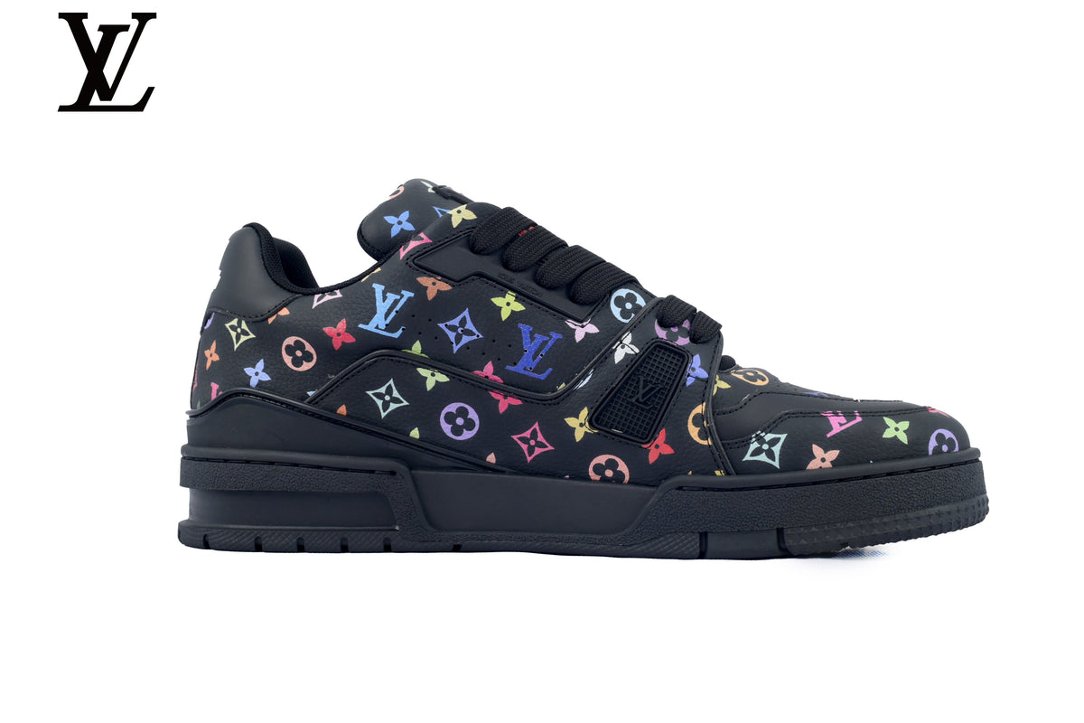 Louis Vuitton Trainer  shoes for man  women Sneaker – Black Multicolor Monogram