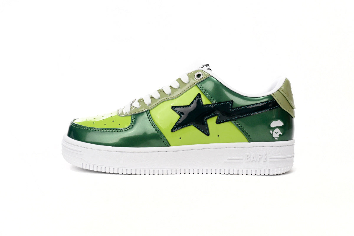 A BATHING APE BAPE STA Glossy Forest & Lime Green Sneakers | Women's & Men's Skate-Inspired Shoes