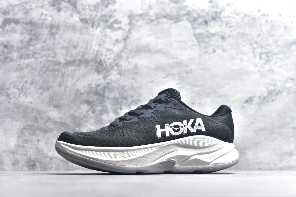 HOKA Rincon 4 Women's Men's Shoes | Black & White Mesh Running Sneakers