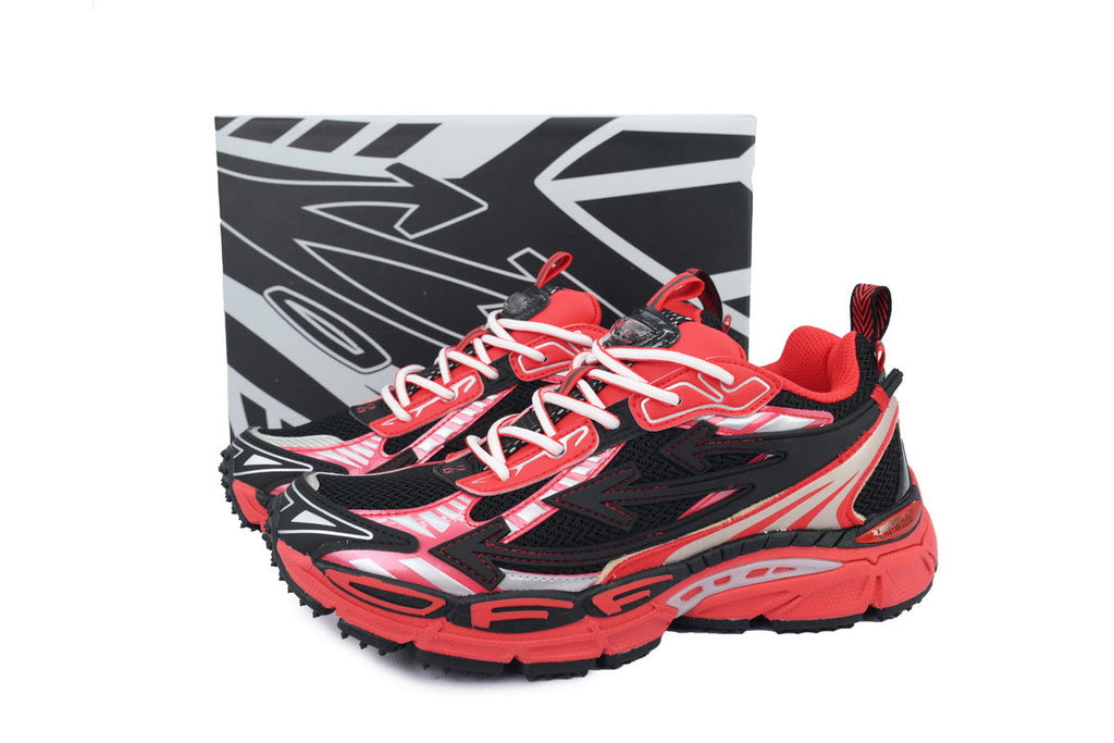 Off-White Be Right Back Women's Men's Shoes | Black & Red Mesh Retro Sneakers