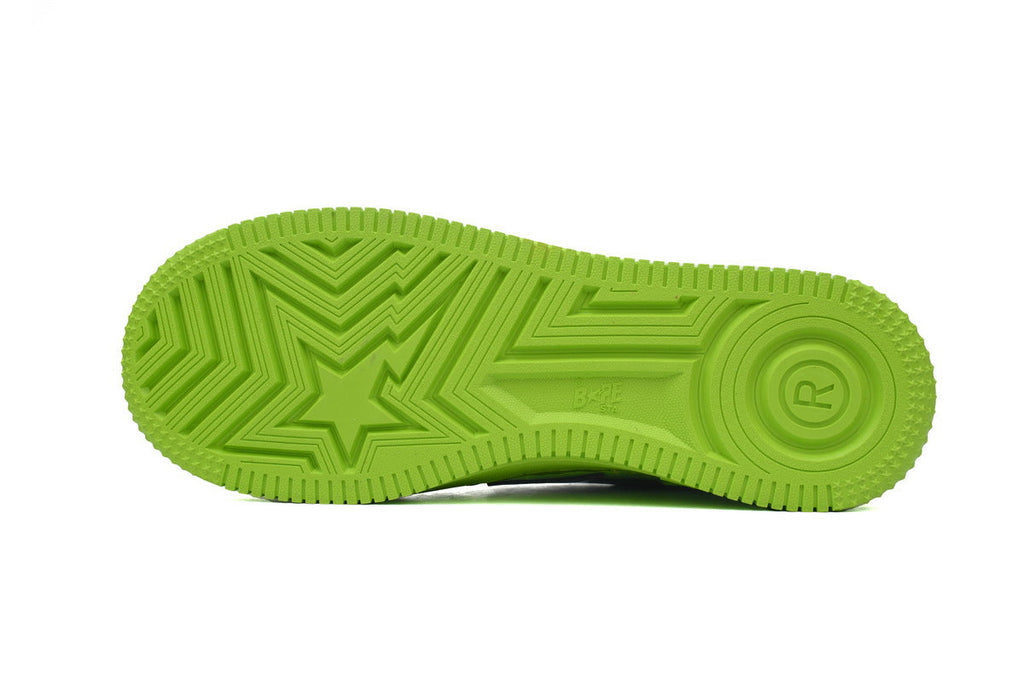 A BATHING APE BAPE STA Glossy Lime Green & Black-Star Sneakers | Women's & Men's Skate-Inspired Shoes