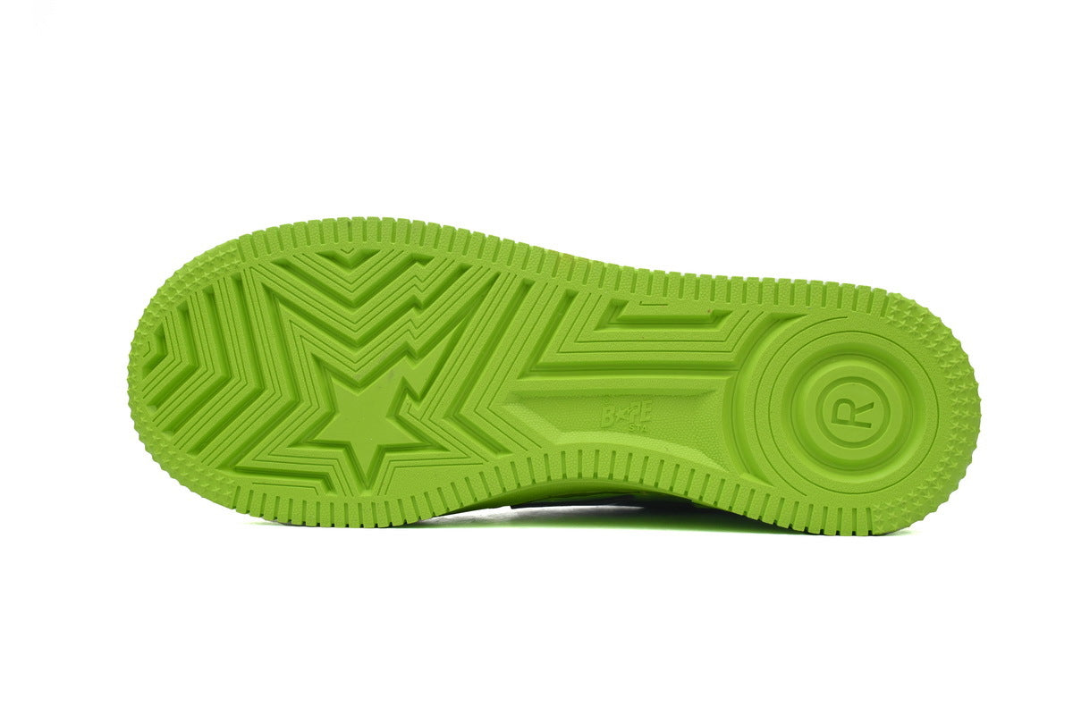 A BATHING APE BAPE STA Glossy Lime Green & Black-Star Sneakers | Women's & Men's Skate-Inspired Shoes