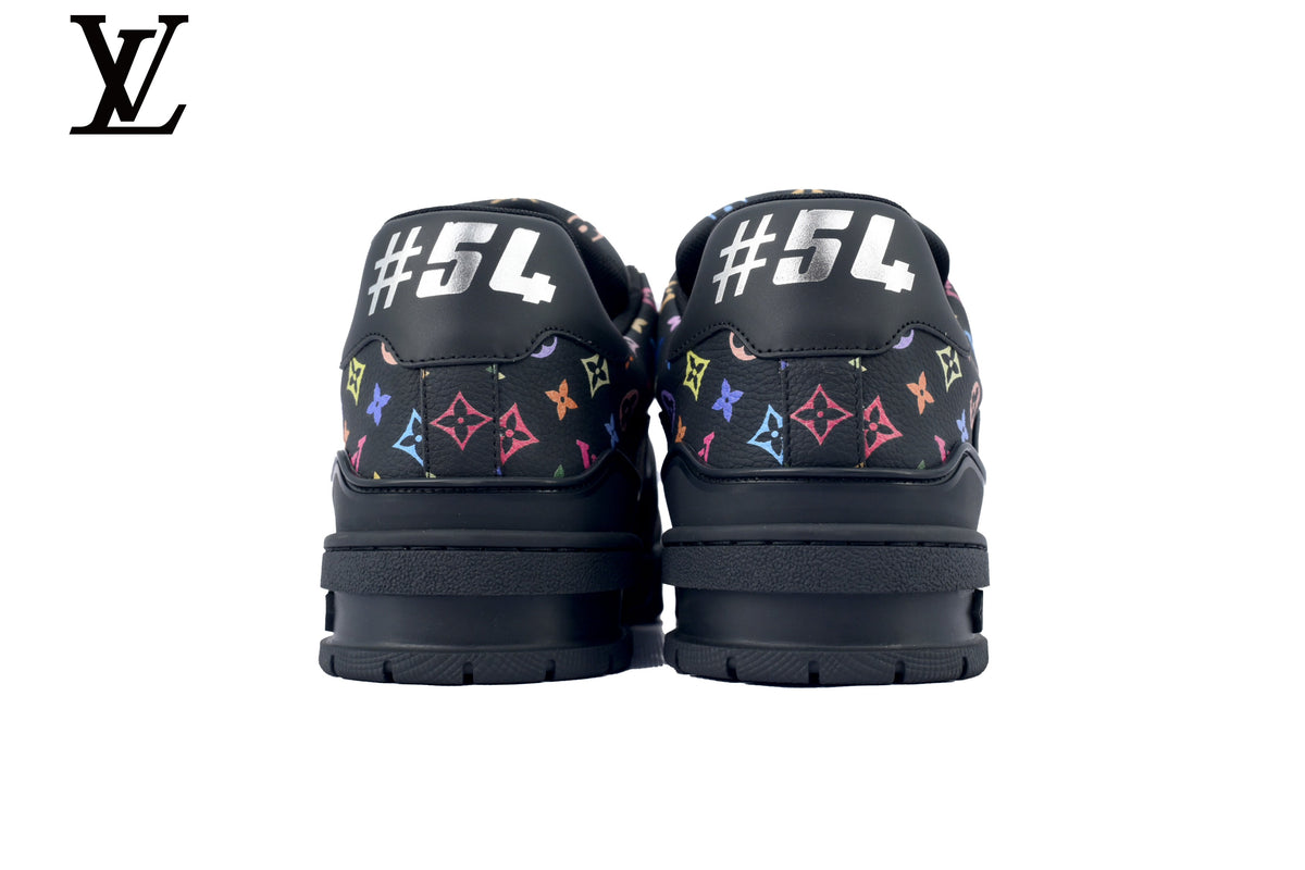 Louis Vuitton Trainer  shoes for man  women Sneaker – Black Multicolor Monogram
