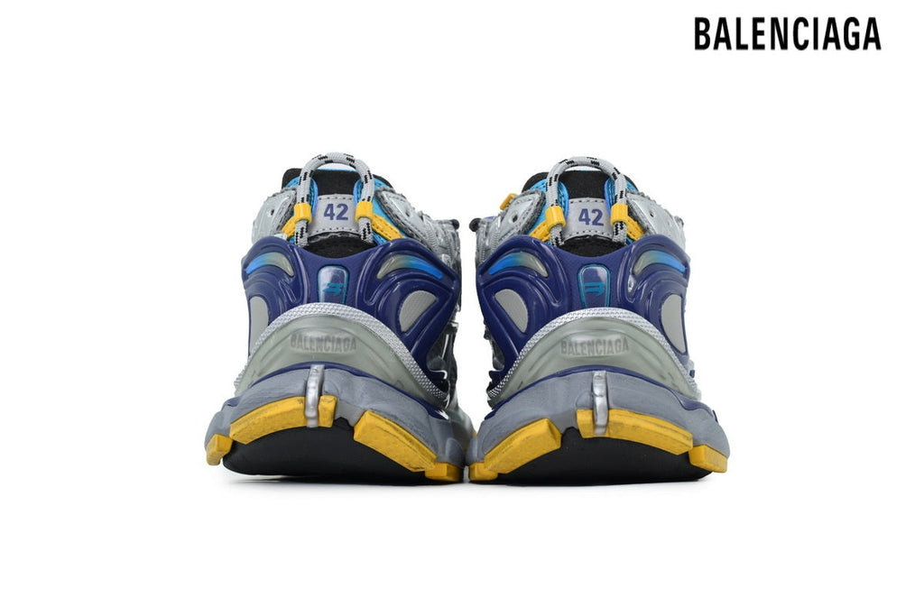 Balenciaga Runner Mid men's shoes  women sneakers Silver Blue Yellow