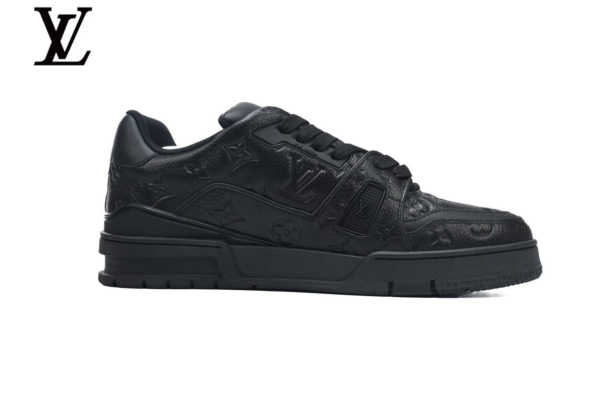 Louis Vuitton Trainer Sneakers – Black Embossed Monogram