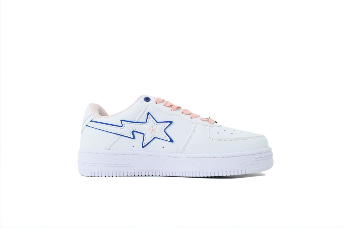 A BATHING APE BAPE STA White & Blue Outline-Star Sneakers | Women's & Men's Skate-Inspired Shoes